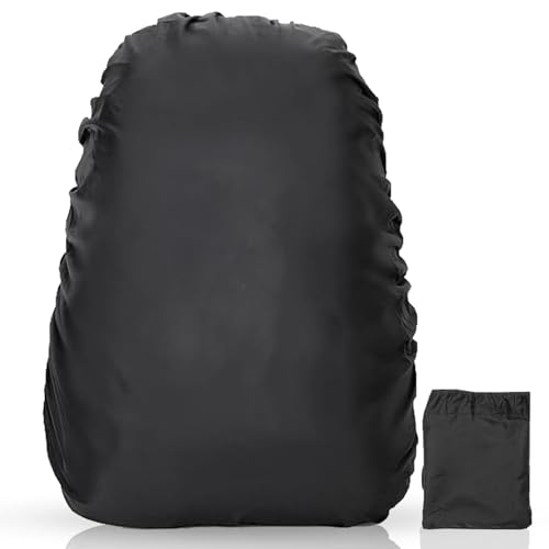 Image of PulGos Rain Cover for Backpack Travel Essentials Rain Cover for Bag Backpack Rain Cover Travel Accessories Bag Rain Cover Waterproof Dustproof for All Bag Sizes Upto 45Ltrs Rain Cover Bag Black