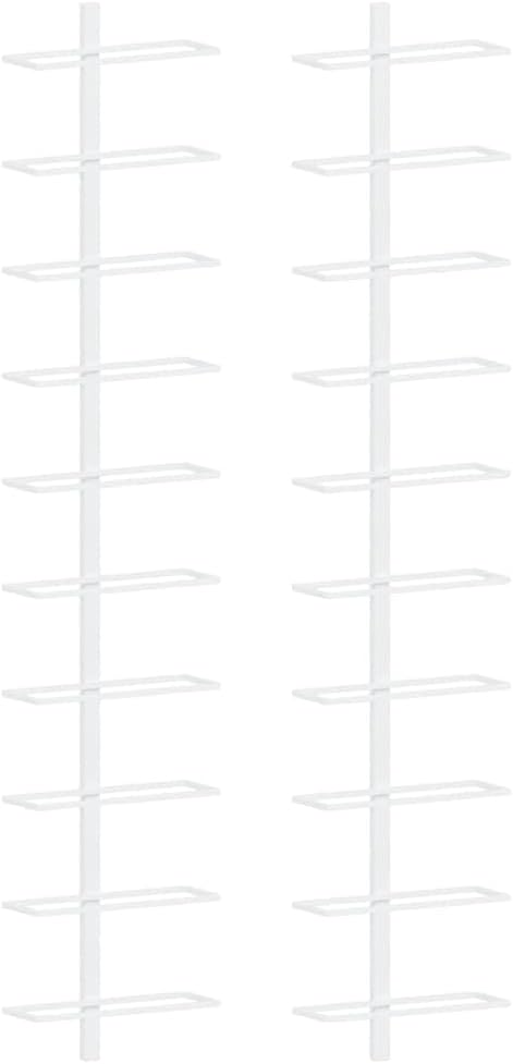 vidaXL 2x Wall-mounted Wine Rack for 10 Bottles Kitchen Bottle Holder Whisky Rack Home Indoor Dining Room Wine Storage Shelf White Metal