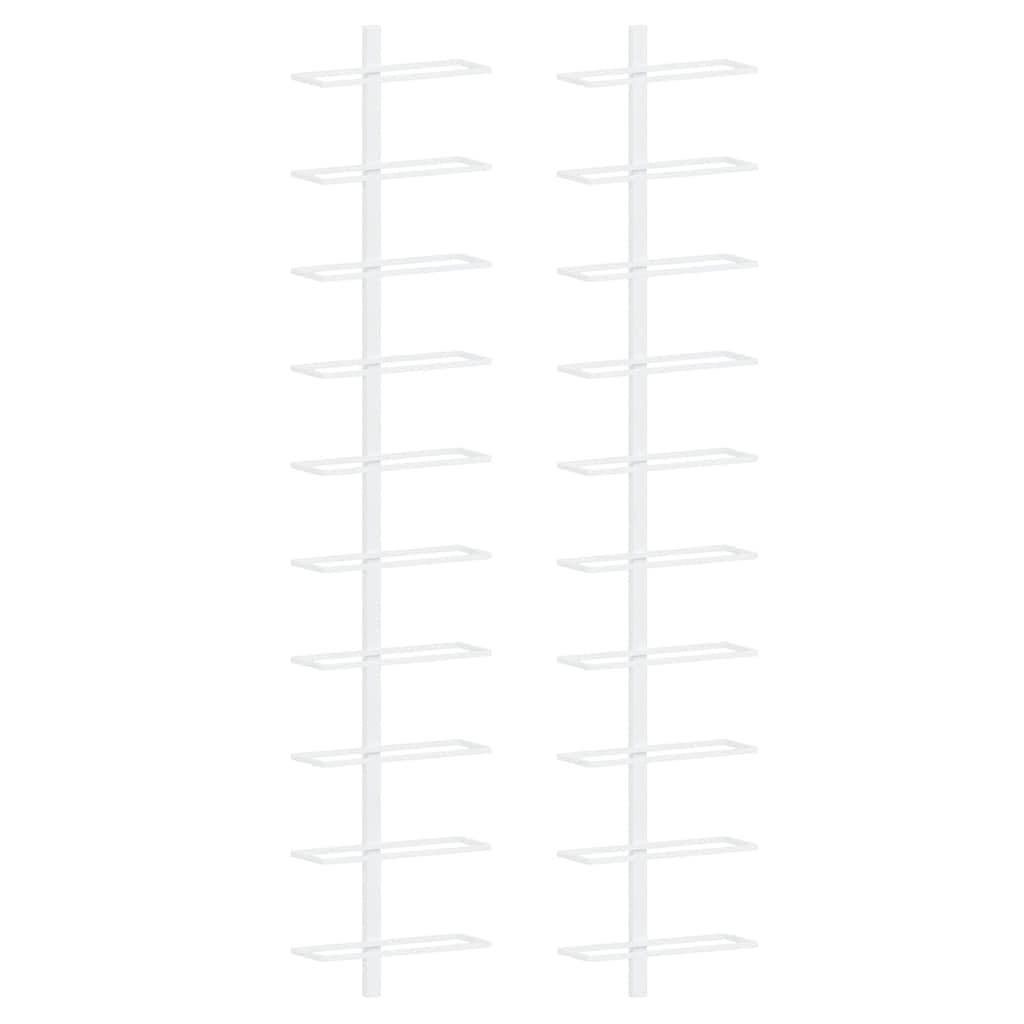 vidaXL Botellero de Pared para 10 Botellas 2 Unidades Metal Blanco