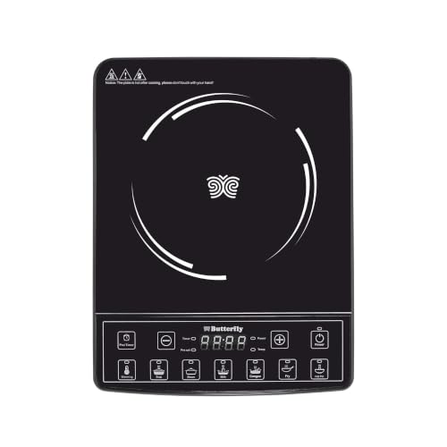 Image of Butterfly Amaze Pro Induction Cooktop | 2000 W Power with 5.5 KV Surge Protection | 7 Preset Indian Menu Options With 3 Hrs Timer | Touch Button | BIS Certified | 1 Year Warranty