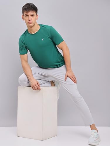 Image of TECHNOSPORT Men's 100% Polyester Slim Fit Solid Short Sleeve T-Shirt for Gym, Workout, Sports and Regular Use - Pack of 2