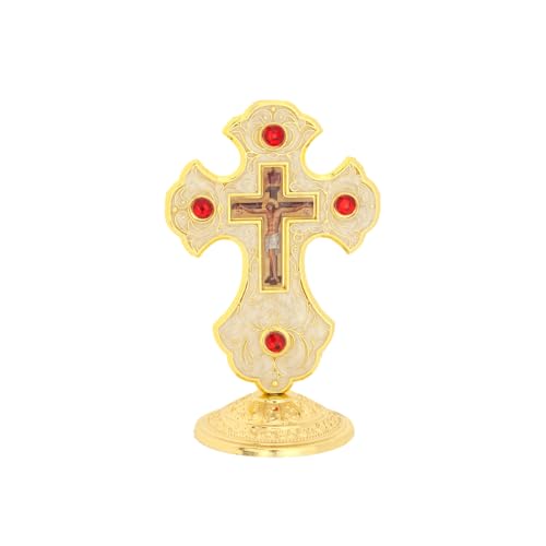 RZRHMUHN Cruz ortodoxa, cruz de metal, cruz de mesa ortodoxa oriental, decoração de casa de Jerusalé