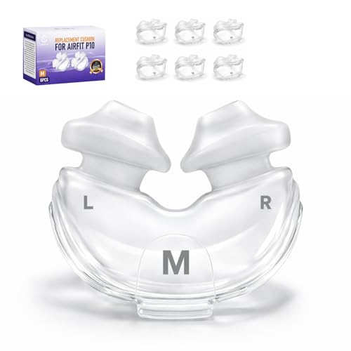 Lullapad AirFit P10 Nasal Pillow Cushion - Compatible with Resmed P10 Mask - Value Pack - Leak-Free Seal & Lightweight Comfort Replacement Supplies for Uninterrupted Sleep - 6 Pack Medium