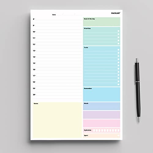 PACKLIST-Undated-Daily-Planner-A4-Organiser-Hourly-Planner-52-Pp-for-Home-Study-Work-Family-Plans-Goal-of-the-Day-TOP-Priorities-TO-DO-List-Remember-Notes-Meals-Hydration-Sport-Tracker