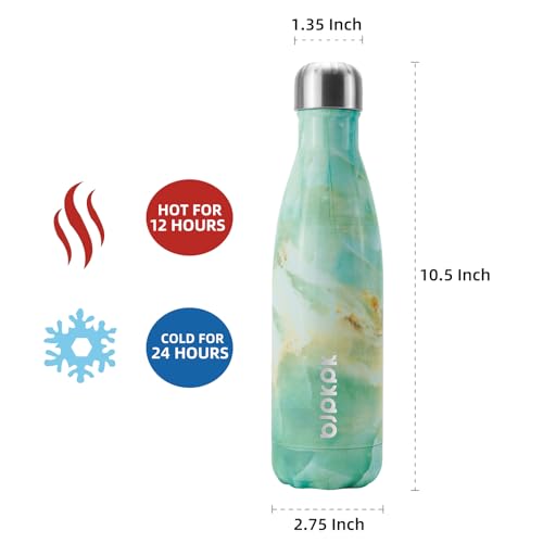 Image of BJPKPK Insulated Water Bottles 17oz Stainless Steel Sports Water Bottles Keep Cold for 24 Hours and Hot for 12 Hours,BPA Free,Marble Jade