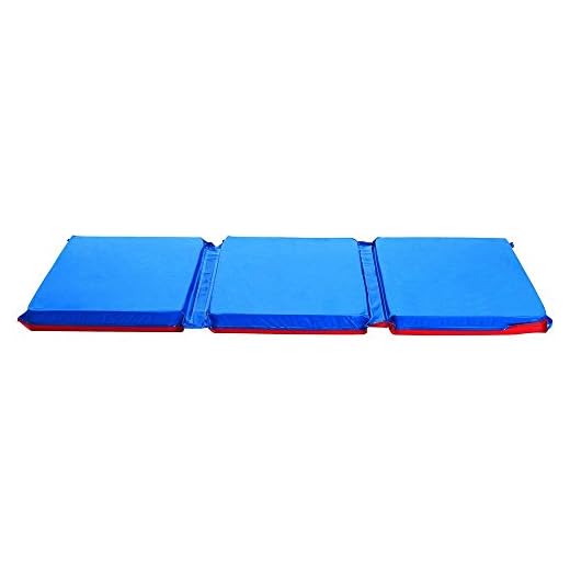 Angeles 2” Infection Control Folding Rest Mat, Red/Blue 3 Sections – 48” by 24” by 2” – Durable, Comfortable, Hygienic – Sealed Seams Protect from Contamination – Folds for Easy Storage