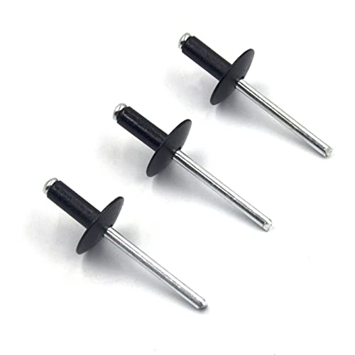 BESTYCHAO 50 Stück Aluminium-Blindnieten mit großem Flansch 4,8 mm x 12 mm, 50er-Pack (schwarz)