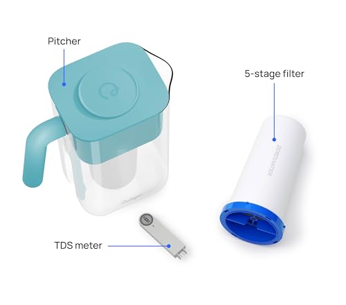 Image of Culligan with ZeroWater Technology 10-Cup Water Filter Pitcher - Includes 5-Stage Advanced Water Filter, IAPMO Certified to Reduce Lead, Total PFAS, Mercury, Fluoride, and Chlorine - Aqua