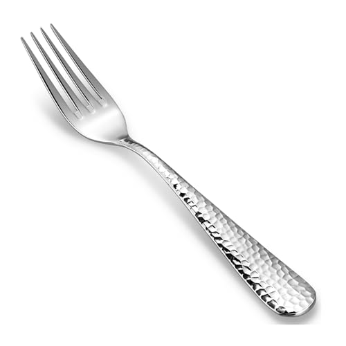 KEAWELL Premium 4-Piece Louise Hammered Fork Set, 18/10 Stainless Steel, Fine Fork Set with Round Edge, Brightly-Mirror polished, Dishwasher Safe. (4, 7.28