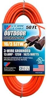 50 FEET 16/3 GAUGE BLACK EXTENSION CORD SJTW