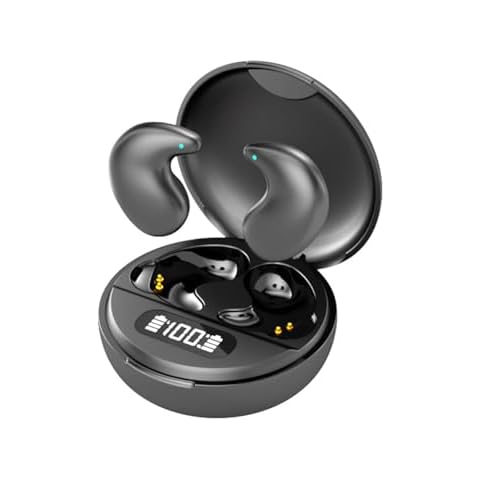 Loluka Comfortable Sleep Earbuds for Sleeping Side Sleeper Bluetooth Sleep Buds True Wireless Mini Small Earbuds Stereo Clear Calls IPX5 Waterproof Invisible Smallest Earbuds Headphones Black Cover