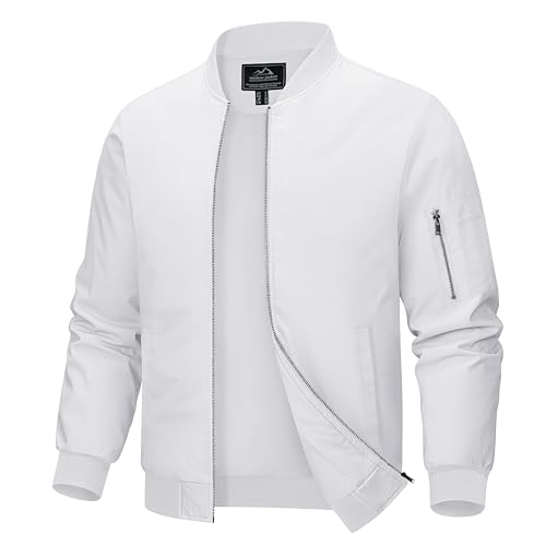 Image of MAGCOMSEN Men's Jacket Lightweight Windbreaker Bomber Jacket Windproof Casual Jacket Zip Up Coats Outwear with 5 Pockets