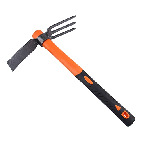 LUBAN Doppelhacke mit strapazierfähigem, geschmiedetem Dechsel und ergonomischem, rutschfestem Griff 38.5 cm/15 Zoll, Doppelkopf-Rechenhacke für Gartenarbeit, Jagd, Landschaftsbau im Freien