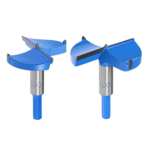 uxcell Forstner Drill Bits Set 65mm Dia. & 75mm Dia. Tungsten Carbide Wood Hole Saw Auger Opener, Woodworking Hinge Hole Drilling Boring Bit Cutter