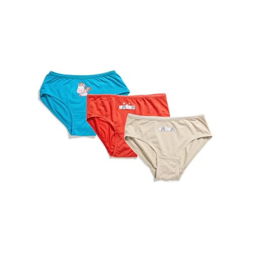 Cotton Cute Print Girl's Panty/Underwear | Regular Fit Multicolour| Breathable & Super Soft Fabric | (Pack of 3) (3-4 Years)