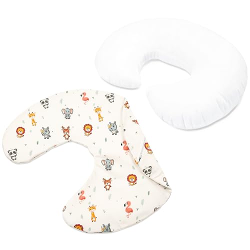 Miniatura 6 de Livinease Funda De Almohada De Lactancia, 100 Algodón, Funda De Almohada Extraíble Para Lactancia Materna, Regalos De Embarazo, Bonito Diseño De Animales Recién Nacidos