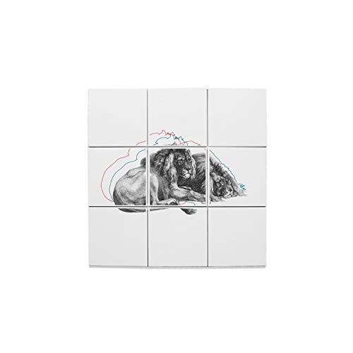 Carreaux céramique décoratif couple lion, cadeau idéal d'histoire naturelle