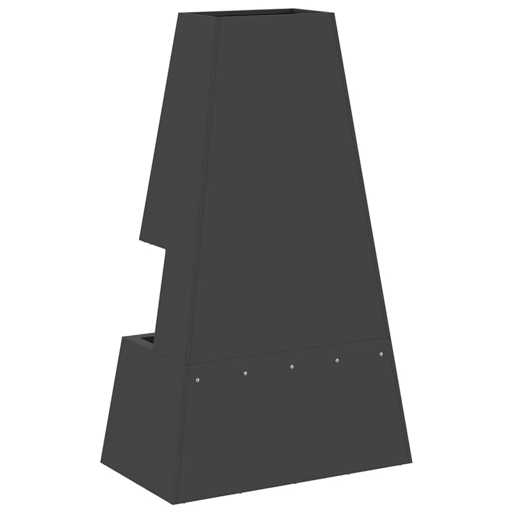 Mangloder Brasero noir en acier 60 x 35 x 100 cm pour jardin et terrasse autoportant, extérieur, chaleur, flamme, bois de chauffage, décoration, durable et résistant aux intempéries