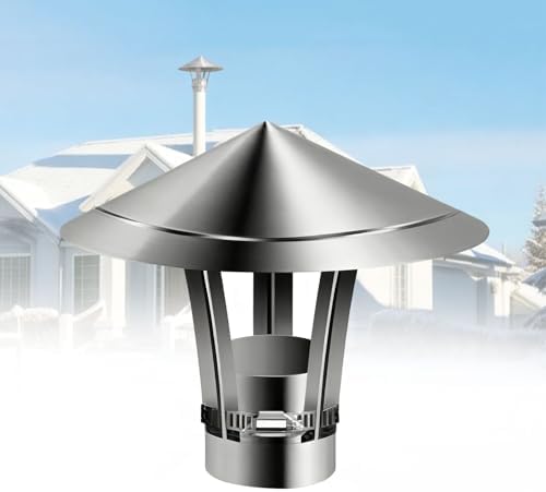 2.4" 2.8" Chimney Cap - 304 Stainless Steel Rainproof Fireplace Roof Cover, Tapered Top Design, Adjustable Bottom for Optimal Airflow & Ventilation (5.12" Exhaust Vent Caps)