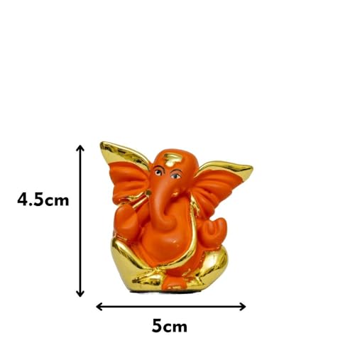 Image of Gold Plated Flying Ganesha Small | Idol for Car, Home Temple, Gift Purpose | Lucky Charm for Study Table, Office, or Travel | Height 1.7 Inch