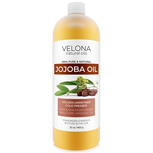 Jojoba Oil - 32 Oz (With Pump) | 100% Pure And Natural | Golden, Unrefined, Cold Pressed, Hexane Free | Moisturizing Face, Hair, Body, Skin Care, Stretch Marks, Cuticles #TOP6