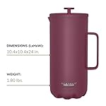 Scanpan TO GO French Press Coffee Maker 1.0L (Persian Red) + 2 Vacuum Cups 350 mL (Persian Red) - 18/8 Food Grade Stainless Steel - Scratch-Free Coating - Dishwasher Safe - Image 3