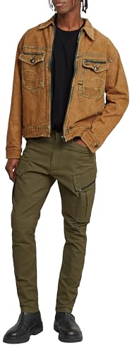 G-STAR Raw - Mens Zip Pocket 3D Skinny Cargo 2.0 5-Pocket Pants, Color Shadow Olive, Size: 38W x 36L3