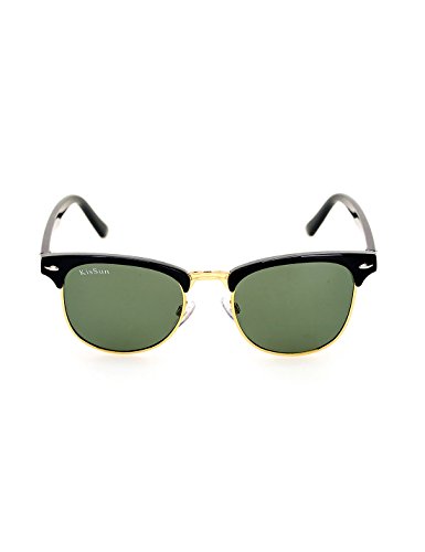 Unisex Polarized Retro Classic Trendy Stylish Sunglasses for Men Women Driving Sun glasses100% UV Blocking (KS8852 Black Frame Green lens)