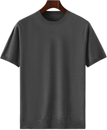 Mens O Neck Short Sleeve Sweater Tshirt Casual Business Knitted Wool Pullover3