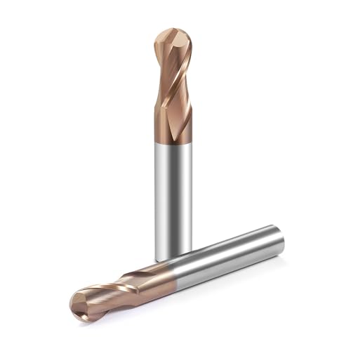 Image of Carbide Ball Nose End Mills-2 Flute TISIN Coated,for Milling Alloy Steels, Hardened Steel, Metal etc.1 Pcs R2x50mm