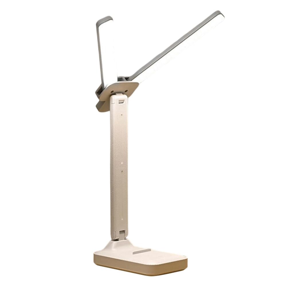 Hndhbfgrt Foldable Dimmable Dual Head LED Desk Lamp, USB Rechargeable Reading Light, Night Light for Bedroom, Dorm, Study