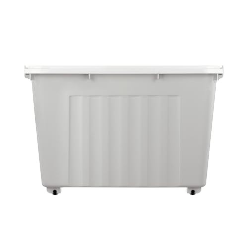 Cetomo 55L*4 Cajas de Almacenamiento con Tapas, Contenedores de Plástico con Ruedas, Clip On, Apilables, Encajables, Organizador Rayado para Oficina en Casa, Gris, 55L-4 Pack - imagen 8