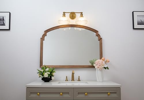 Image of Yosoan 2-Light Brass Indoor Wall Sconce with Striped Shade, Modern Vanity Light Vintage Industrial Wall Mounted Lamp Hardwired Bowl Glass Shade for Living Room Kitchen Bedroom Home Decor(Antique)