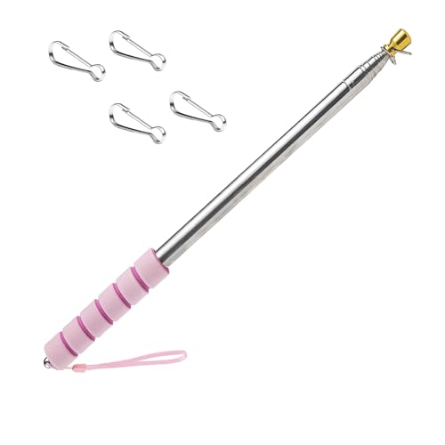 Qiuboluny Telescopic Handheld Flagpoles with Clips Portable Flag Pole Lightweight Extendable Tour Guide Stainless Steel Banner Flag Pole Pointer for Teachers with Anti-Slip Grip (pink)