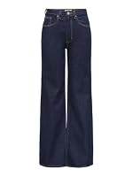 ONLY Women's Juicy High Waisted Wide Denim Jeans, Dark Blue Denim, 28 x 32
