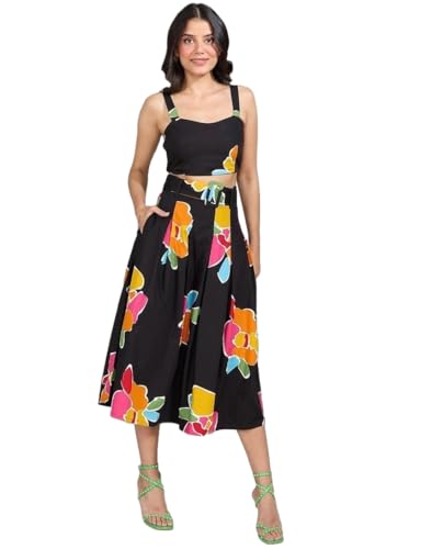 Image of Dress for Women|Top Bottom for Women|Lehenga for Women Dress for Women|Tops for Women|Dresses for Women |Women top| Multi-Color Printed Sweetheart Top and Midi Skirt Co-Ord