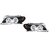 Car Headlights Compatible With BMW 3 Series M3 E46 2 Doors 1998-2005 DRL Headlamp Assembly Upgrade Projector Lens Accessories Kit(98-02,Low led high led)