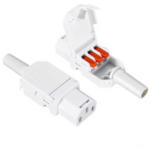 RUNCCI-YUN 2 Piezas Conector alimentación Hembra IEC 320 C13 3 Pines,Conector Adaptador de alimentación AC 250V,Enchufe IEC 320 C13 (Blanco)