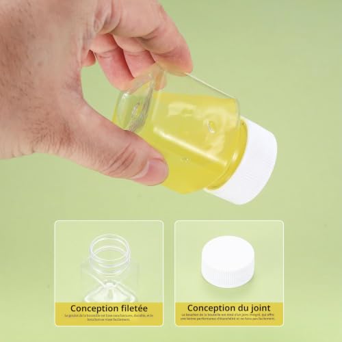 14 Pièces Flacons en Plastique avec Bouchon à vis, 50ml Bouteilles de Voyage Portables, Bouteilles Récipient Cosmétiques Transparents pour Voyage, Shampoing, Lotion, Liquides, avec 1 Autocollants – vue 3