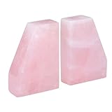 Yoption 1Pair Natural Rose Quartz Bookends 3 to 4 Lbs Pink Crystal Stone Decorative Bookends with Rubber Bumpers for Office and Home Books and Decor