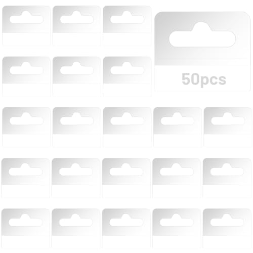COYUN 50 Stück Lochhaken Durchsichtige Klebelaschen, Eurolochaufhänger Flexibel Selbstklebende Aufhänger Hang Tabs Kunststoff Hängen Tabs Etikett Aufhängelaschen für Einzelhandelsdisplay, 30 x 25 mm