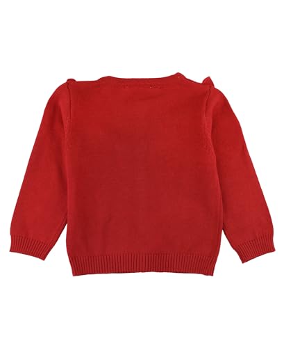 RuffleButts Classic Red Sweater Knit Ruffle Trim Cardigan - 3T2