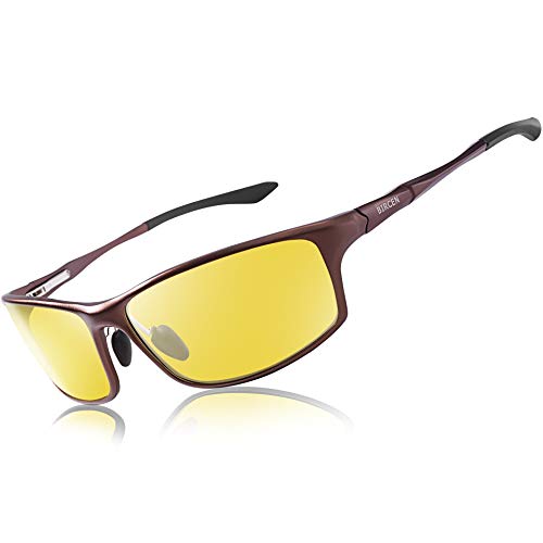 Bircen Night Vision Glasses for Driving, HD Anti Glare Al-Mg Frame Night Driving Glasses for Men and Women