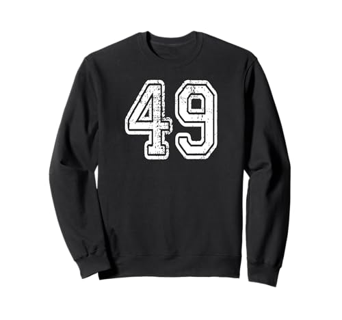 Numero 49 Grungy Bianco Sportivo Stile Squadra Felpa