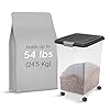 Iris usa airtight dog food storage container up to 54 lbs attachable wheels for dog cat bird and other pet food storage bin keep fresh translucent body easy mobility black  urban country home decor