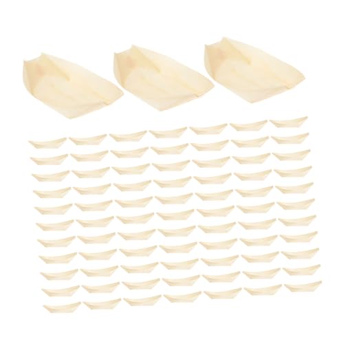 100 platos de sushi de madera de 6 pulgadas miniatura 1