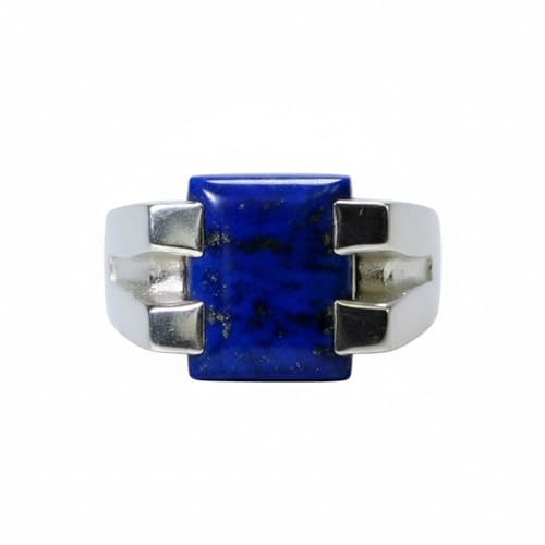 Bague de mariage en argent et lapis-lazuli véritable pour femme de taille 48 à 68
