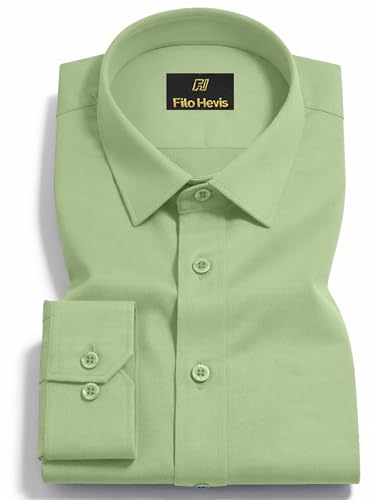 Image of FILO HEVIS Men's Shirt Regular Fit Solid Self-Cord Cotton Blended, Soft Fabric Stylish Formal Wear Man Shirt, Spread Collar Full Sleeves,(Available in Plus Size)