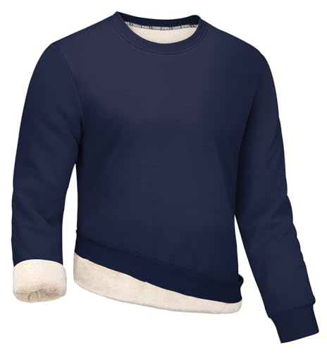 Gihuo Men's Crewneck Sweatshirt Winter Warm Sherpa Lined Pullover Fleece Top Sweatshirt