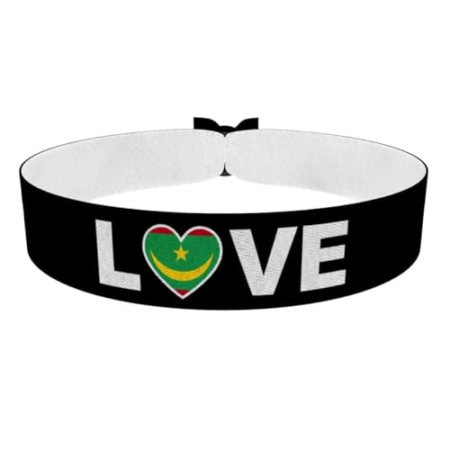 Druck-Palast Love Mauritanie - Bracelet en tissu imperméable - Bracelet unisexe et résistant - Cadeau patriotique pour fans - Accessoire événement sportif et festival